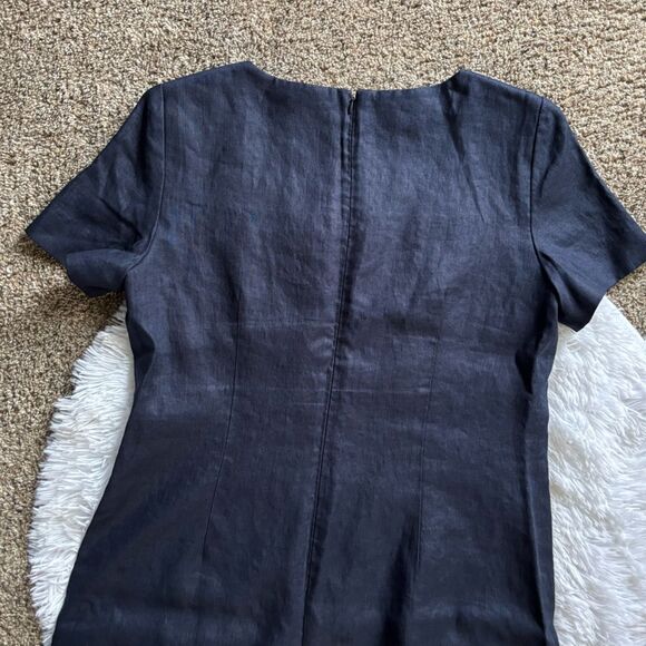 Talbots Vintage Linen Dress Blue Long Maxi Womens Size 16 - Picture 8 of 9